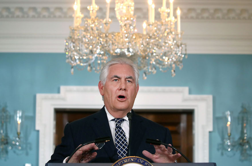 JTA: ZOA Calls On Secy/State Tillerson to Resign Over Israel-Hating Report On Terrorism