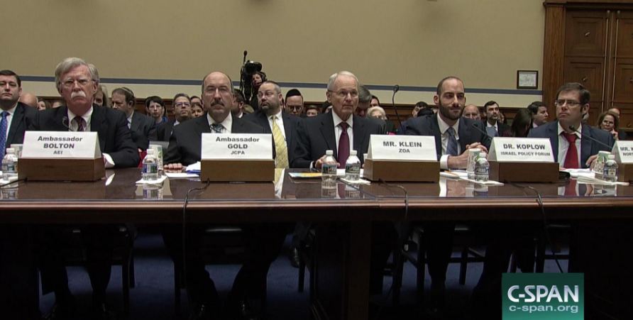 ZOA’s Klein, Dore Gold, Bolton Testify on Jerusalem Before Congress