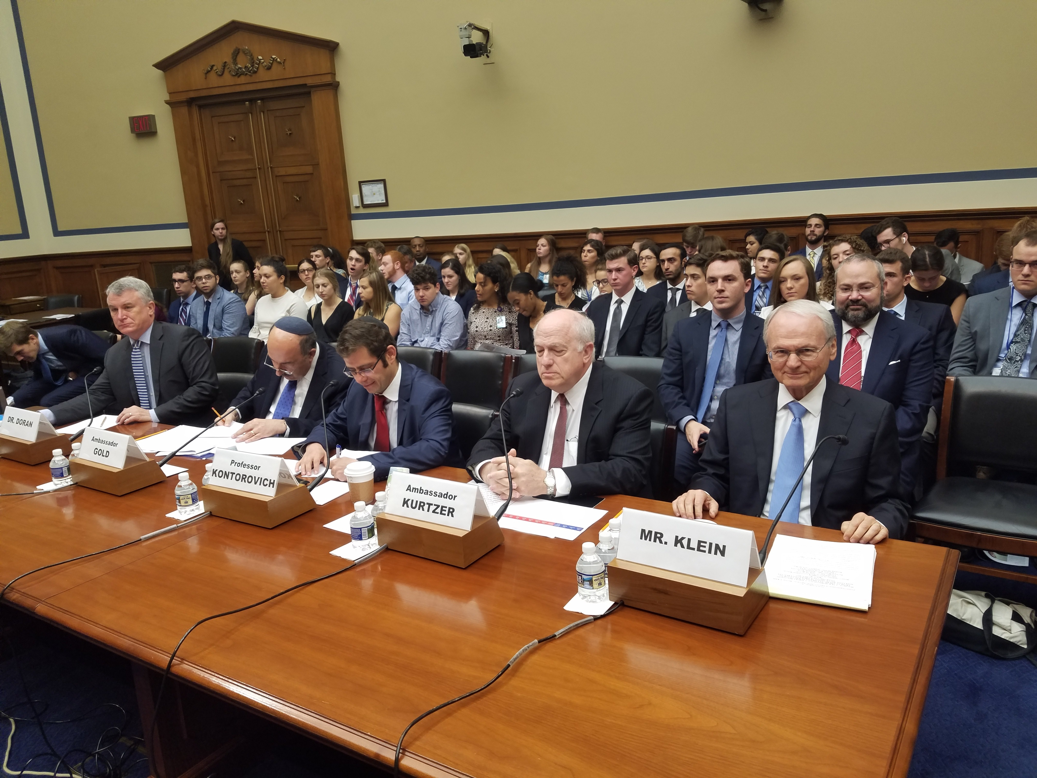 In Congress: ZOA’s Mort Klein, Amb. Dore Gold, Dr. Mike Doran, Prof. Kontorovich Testify Supporting Israel Sovereignty over Golan