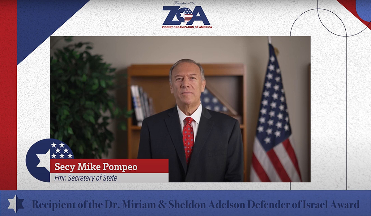 At ZOA Gala Secy Pompeo Gave the Greatest, Most Pro-Israel Speech Ever Delivered by a Public Official