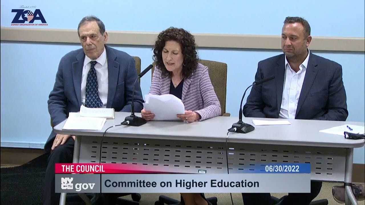 ZOA’s Tuchman Testified and Quoted – Chancellor Misses CUNY Hearing on Antisemitism, Students Share Harrowing Experiences