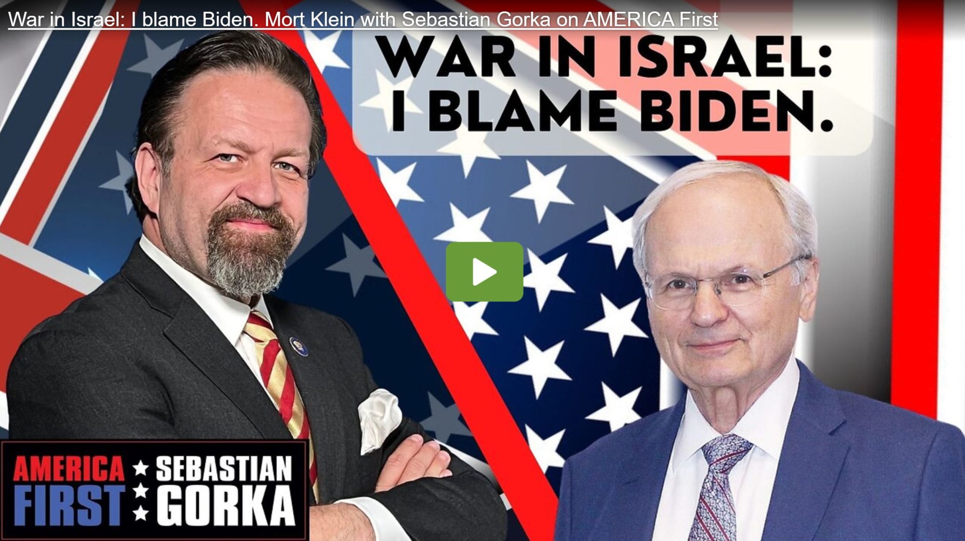 Biden Funding Iran Is Factor in Hamas Horror – ZOA’s Klein on Dr. Sebastian Gorka Radio Show