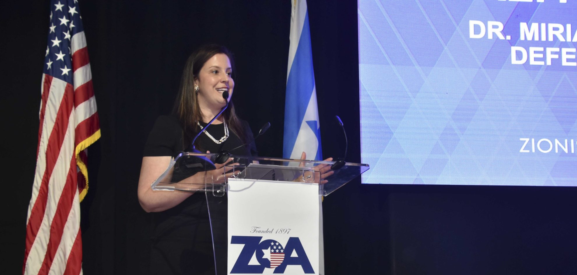 At ZOA Gala: ‘I’ll Work Everyday to Ensure Jewish Students Are Protected,’ Said Rep. Stefanik After Receiving ZOA’s Adelson Award From Dr. Miri Adelson — JNS
