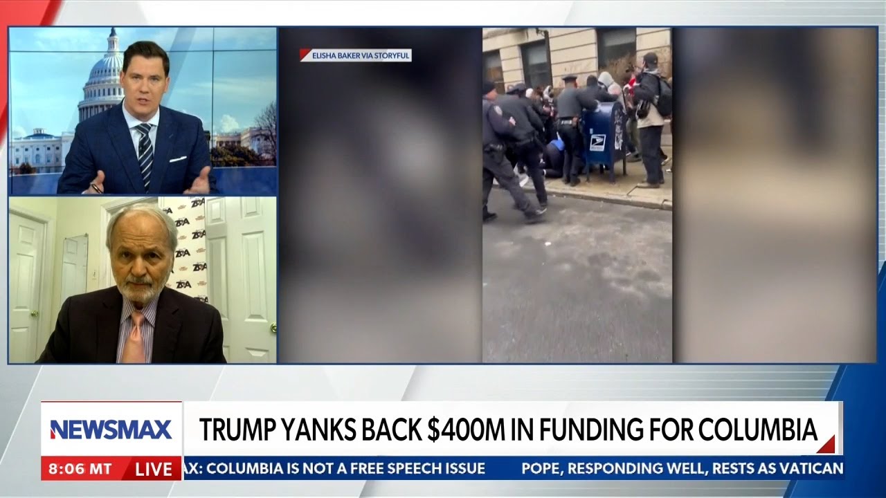 ZOA’s Mort Klein on Newsmax TV Discussing Trump Removing $400 Million Fed Funds from Columbia U for Not Protecting Jewish Students