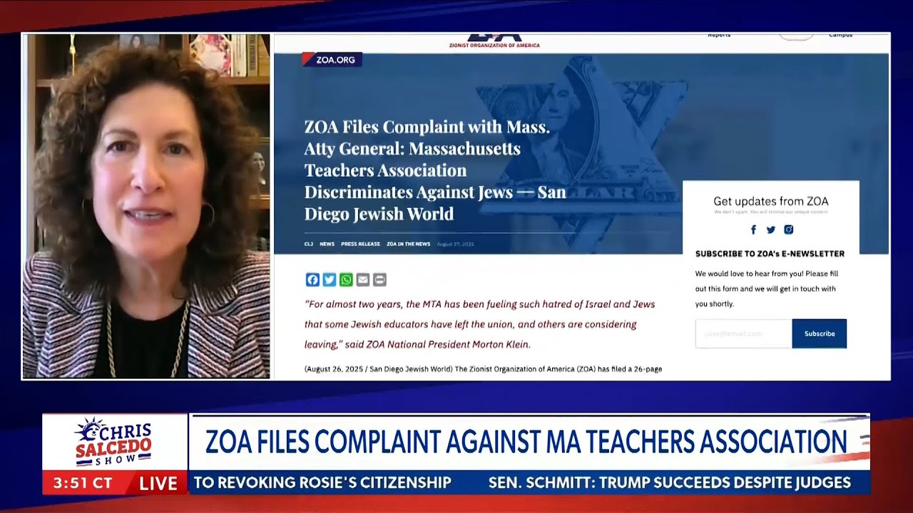 ZOA’s Susan Tuchman, Esq. on Newsmax Discussing ZOA Complaint Against Mass. Teachers Association for Antisemitism